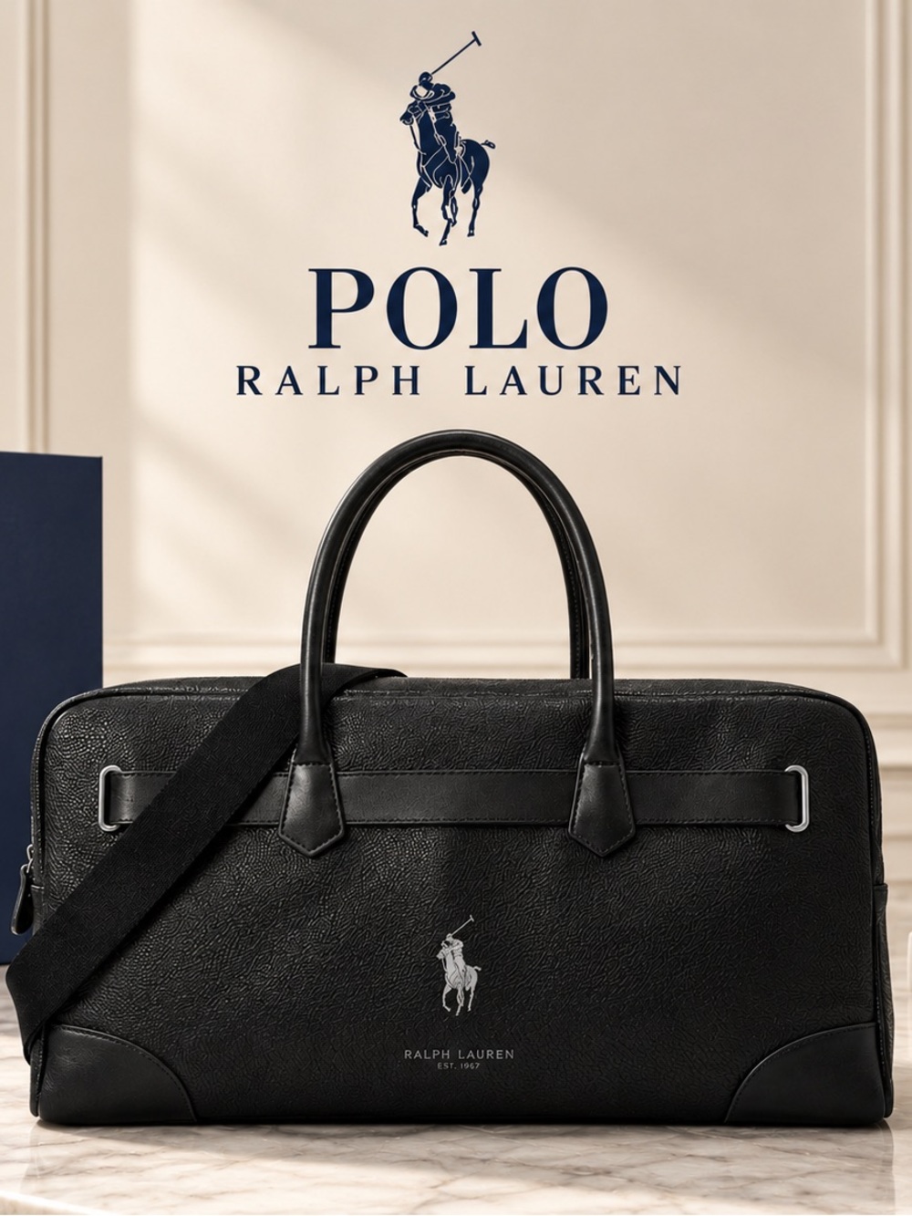 Polo by Ralph Lauren Black Leather Weekend Duffel